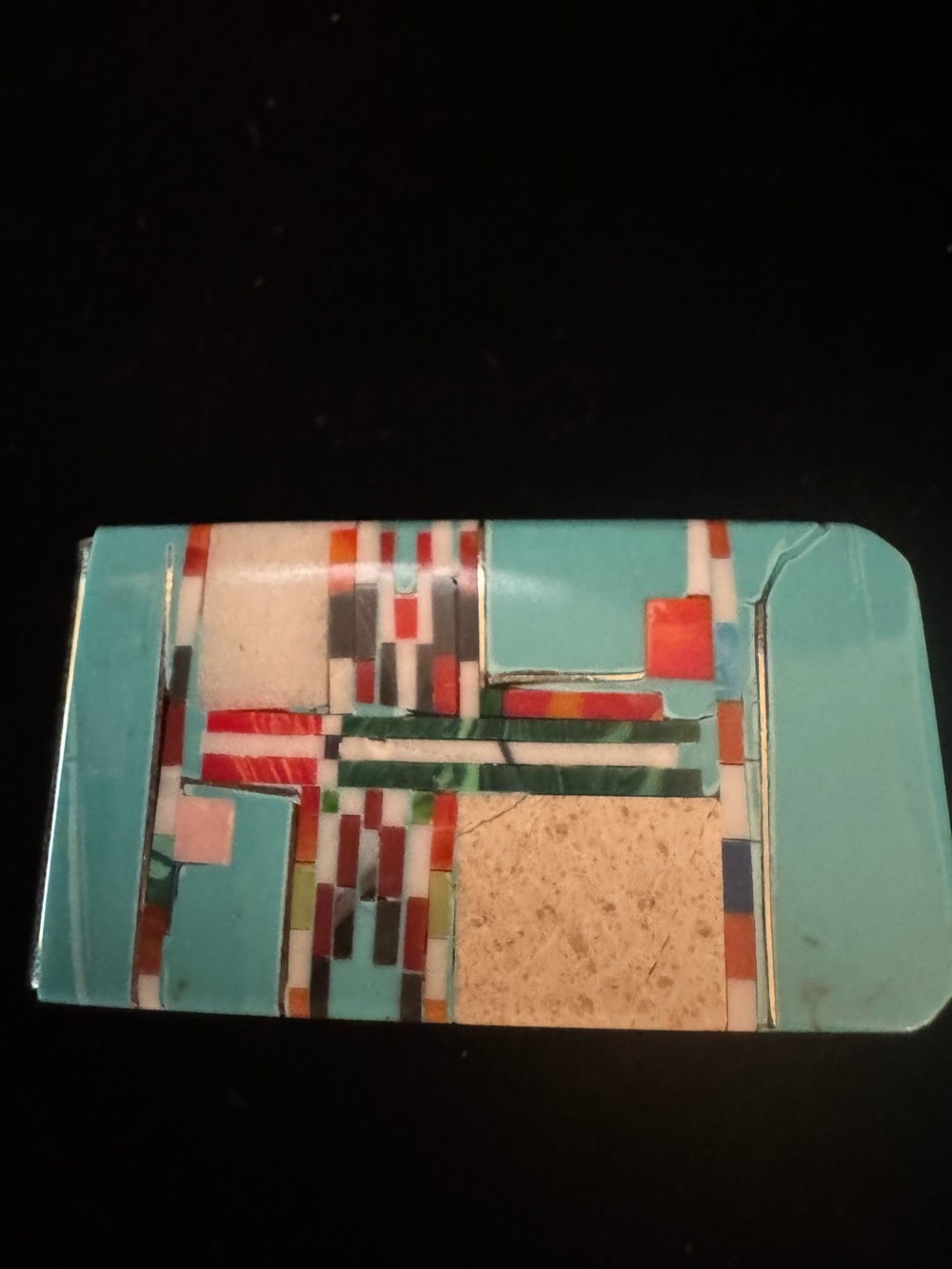 Turquoise Multi-Color‎ Inlay Money Clip - Picture 5 of 5
